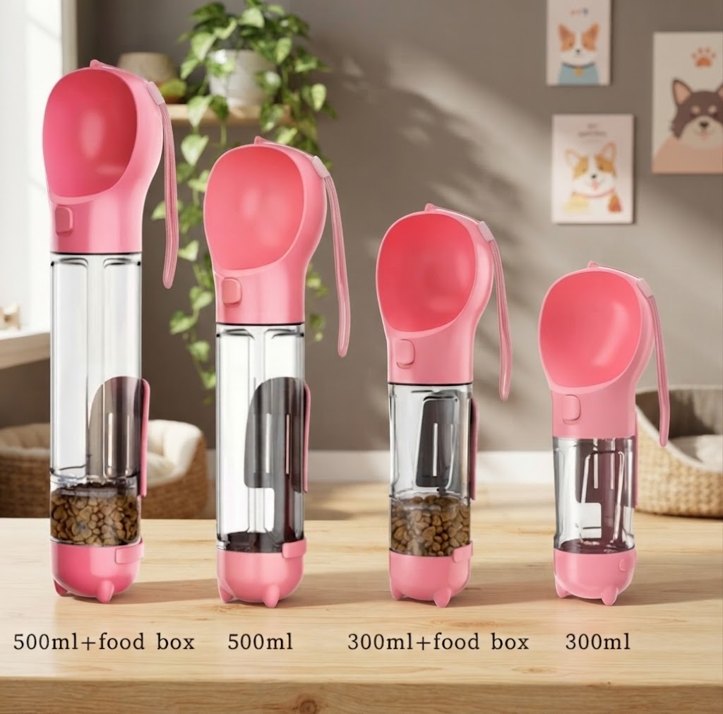 3-in-1 Portable Dog Water Bottle and Food Dispenser