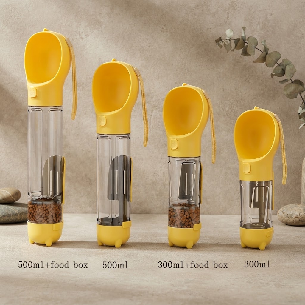 3-in-1 Portable Dog Water Bottle and Food Dispenser