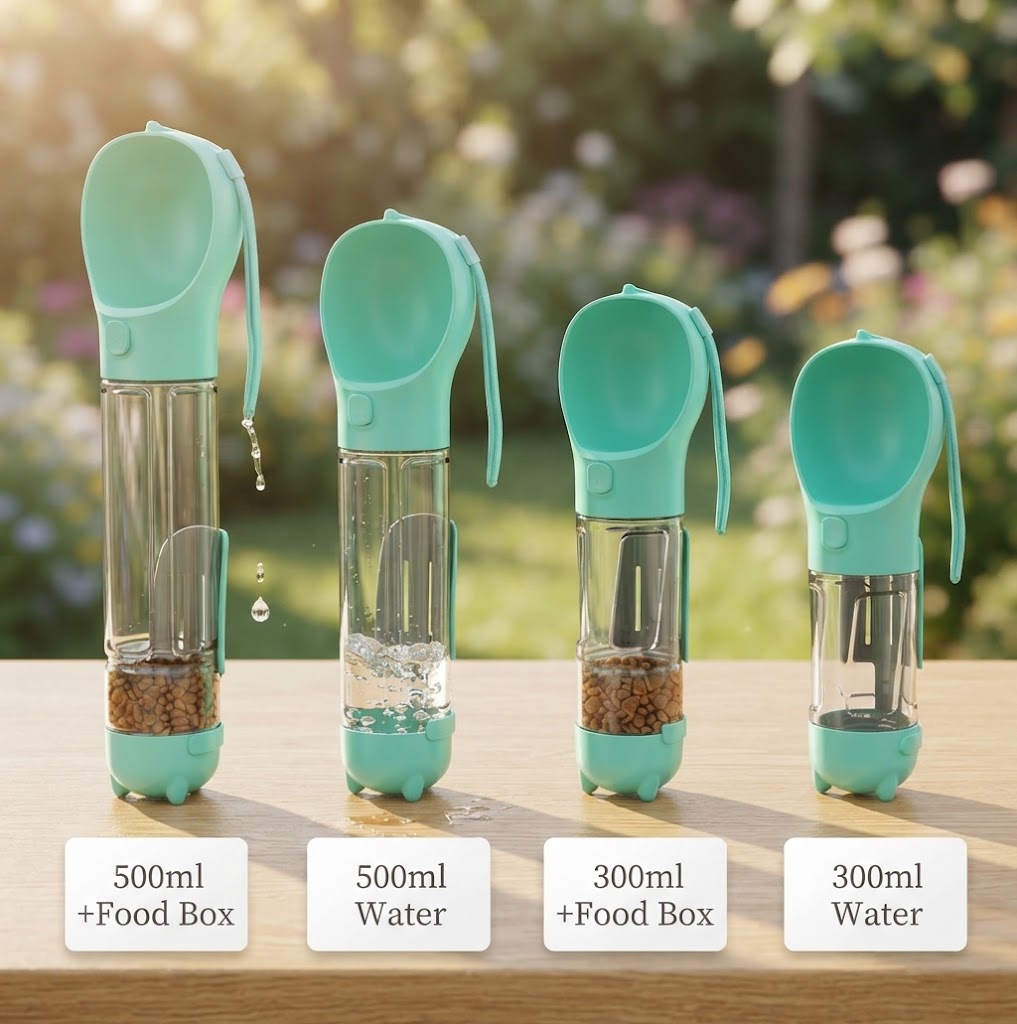 3-in-1 Portable Dog Water Bottle and Food Dispenser